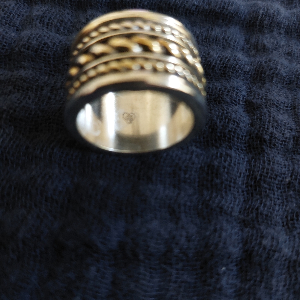 Brighton Silver And Gold-Tone Textured Ring, Size 7 - Picture 3 of 6